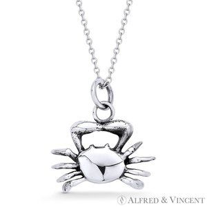 Cancer Zodiac Sign Astrology Pendant in Oxidized .925 Sterling Silver